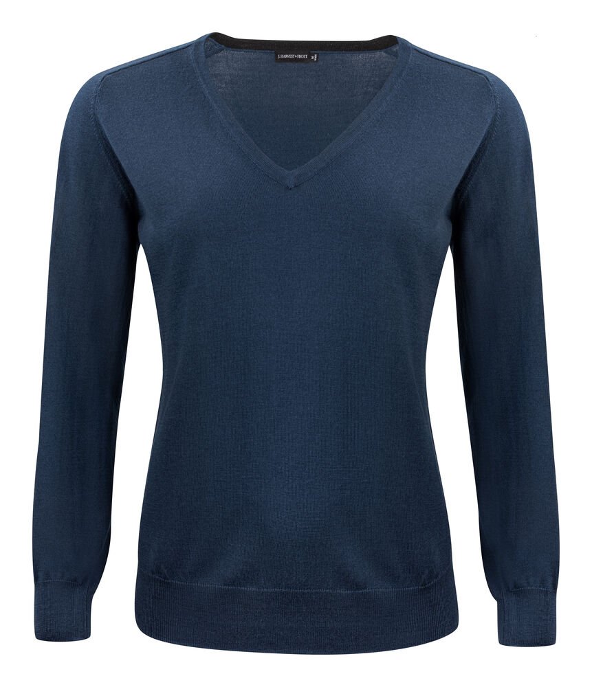 Merino V Gebreide Sweater Dames — Marine