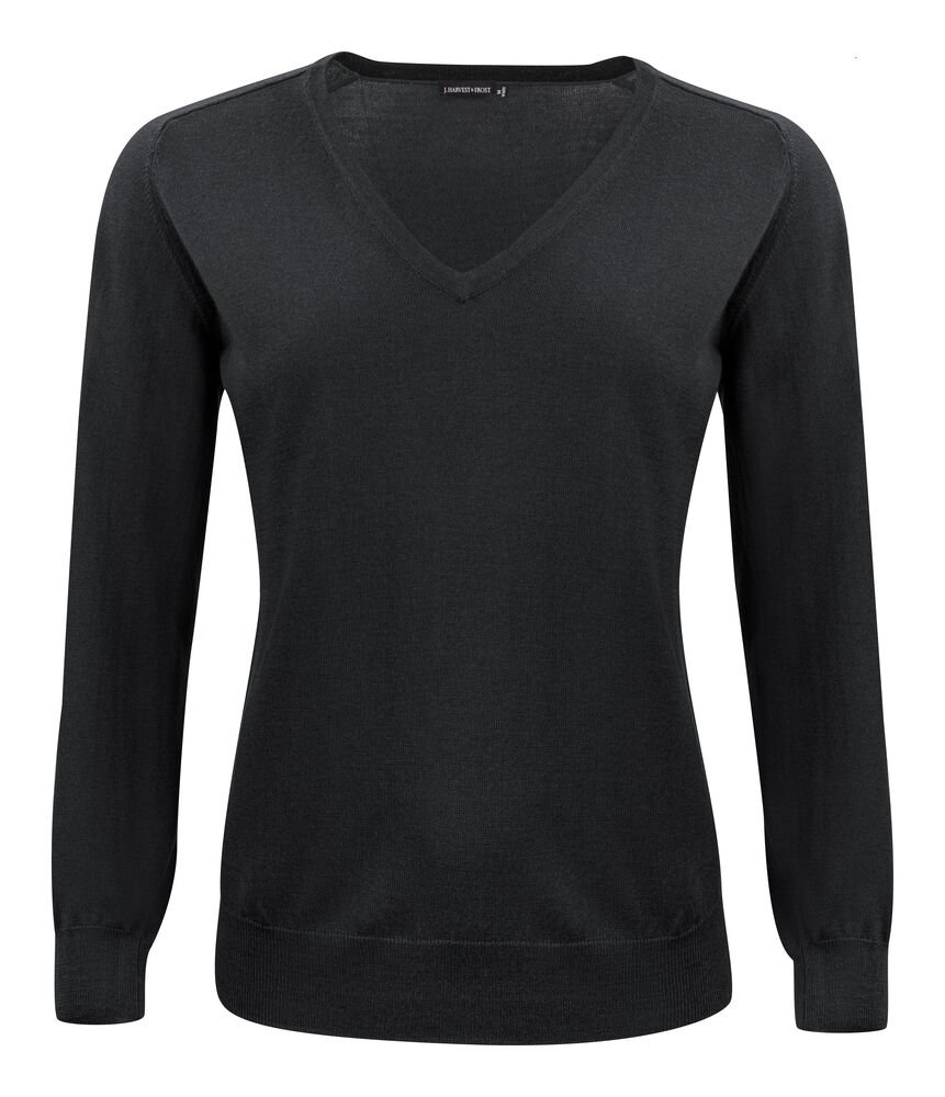 Merino V Gebreide Sweater Dames — Zwart