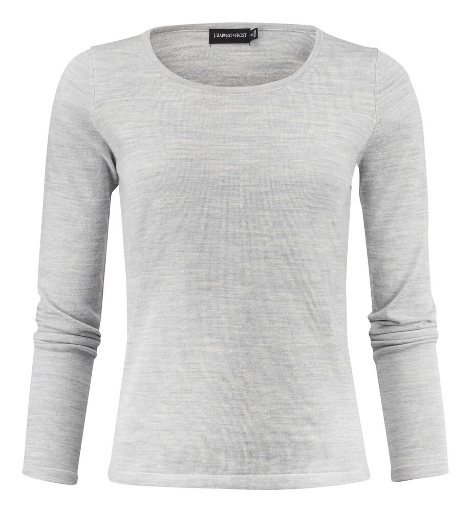 Merino U Gebreide Sweater Dames — Lichtgrijs Mêlée