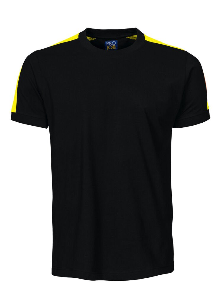 2019 T-SHIRT MET FLUO INZETSTUKKEN — Zwart/Geel