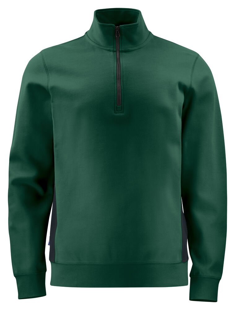 2128 SWEATER MET KORTE RITSSLUITING — Woudgroen