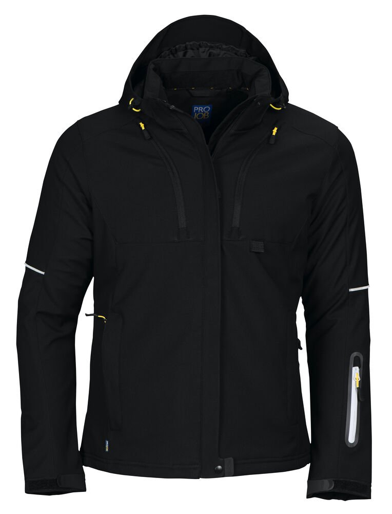 3413 DAMES GEVOERDE SOFTSHELL JAS — Zwart