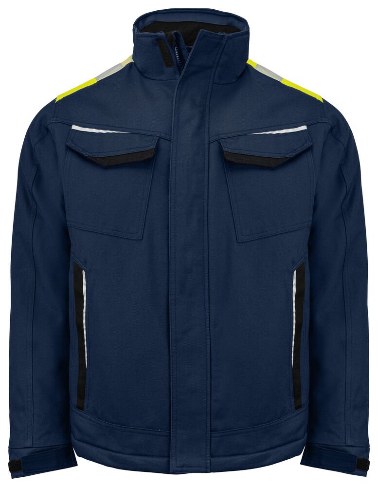 5438 GEVOERDE SERVICE VEST KATOEN — Navy/Geel