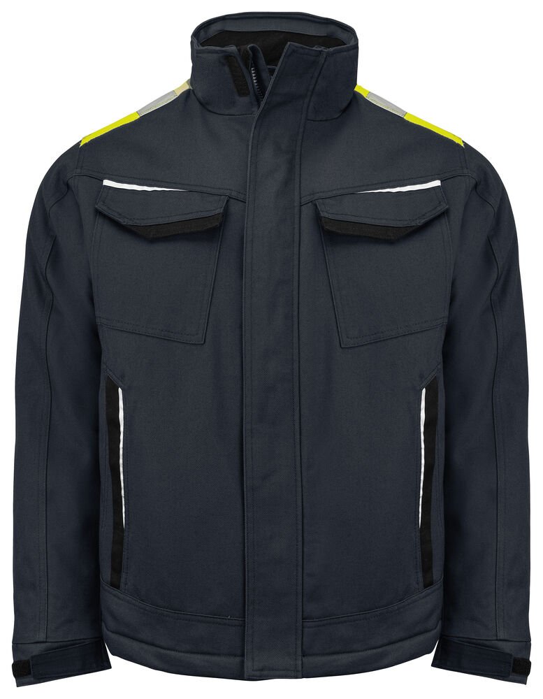 5438 GEVOERDE SERVICE VEST KATOEN — Zwart/Geel