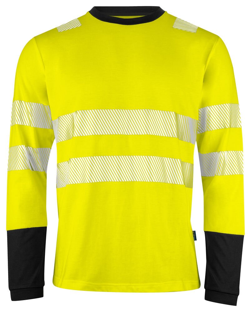 6014 SIGNALISATIET-SHIRT LANGE MOUWEN EN ISO 20471 KLASSE 3 — Geel/Zwart