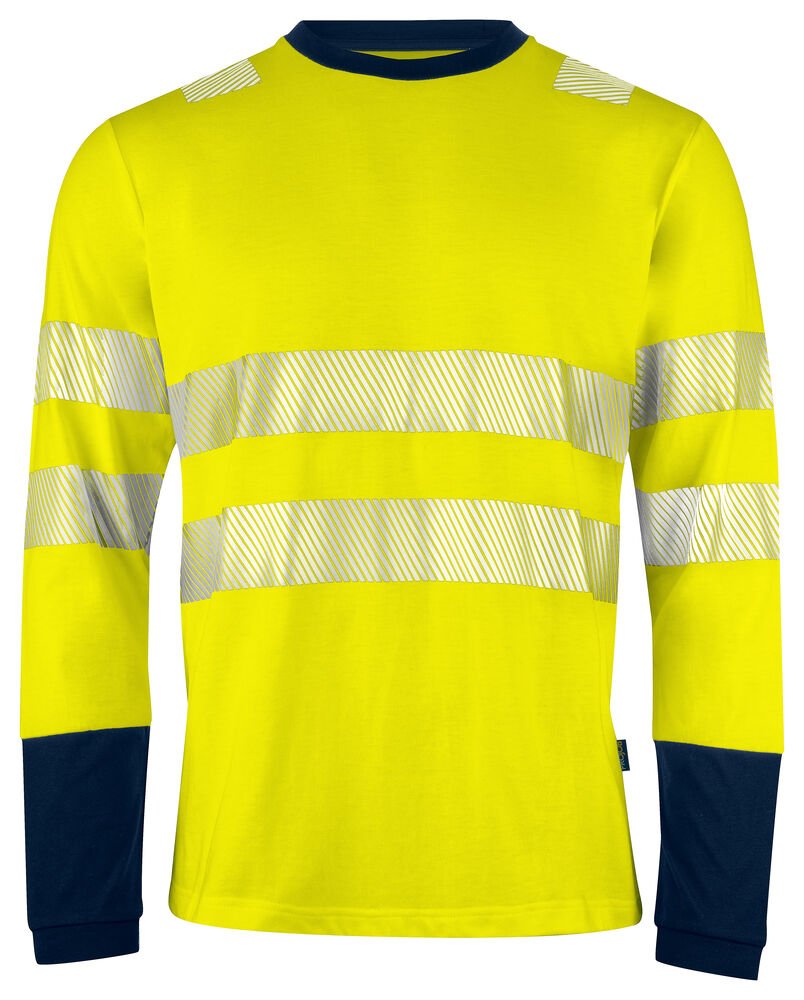 6014 SIGNALISATIET-SHIRT LANGE MOUWEN EN ISO 20471 KLASSE 3 — Geel/Marine