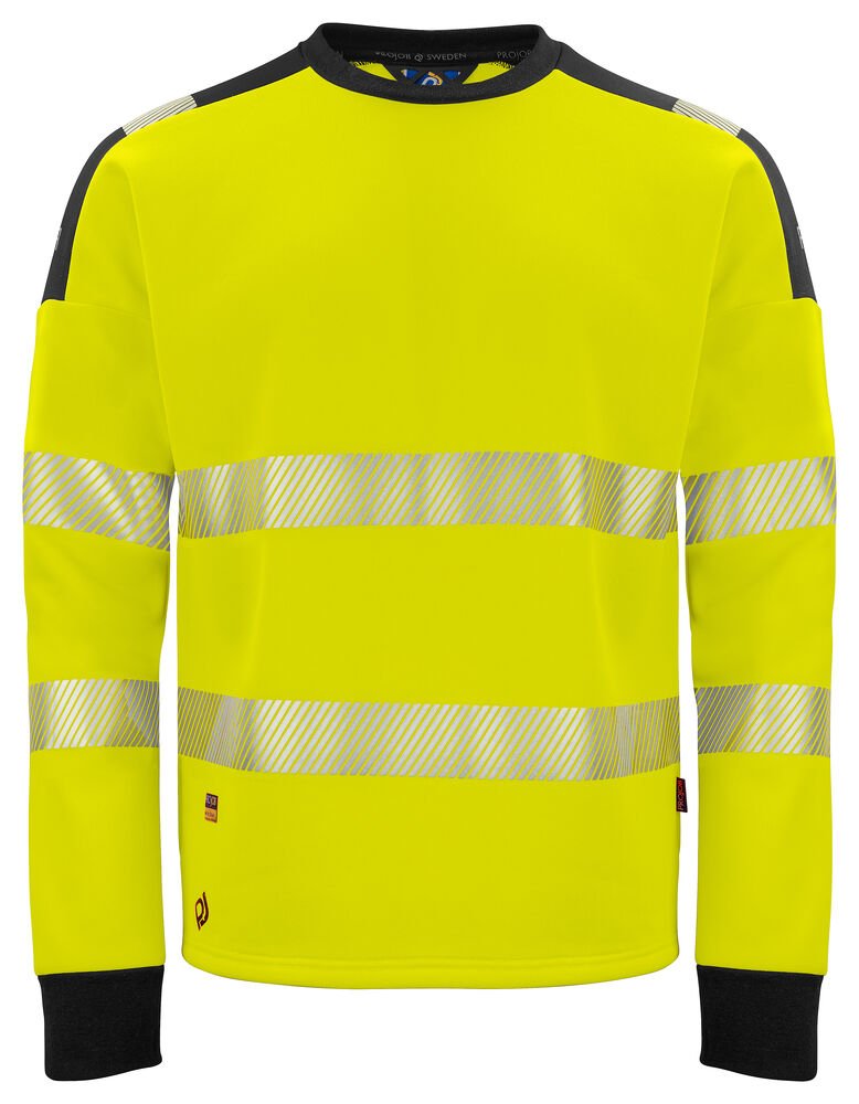 6108 SIGNALISATIESWEATER RONDE HALS EN ISO 20471 KLASSE 3 — Geel/Zwart