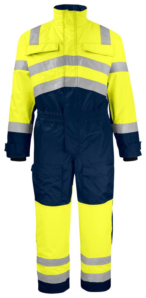 6202 GEVOERDE SIGNALISATIEOVERALL EN ISO 20471 KLASSE 3 — Geel/Marine