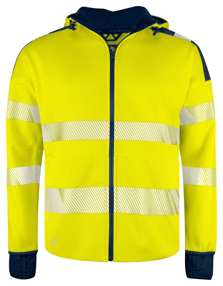 6110 SIGNALISATIEHOODIE EN ISO 20471 KLASSE 3 — Geel/Marine