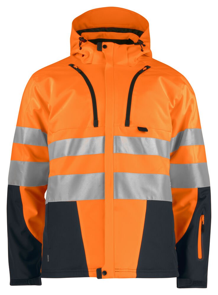 6420 GEVOERDE SIGNALISATIESOFTSHELL EN ISO 20471 KLASSE 3 — Oranje/Zwart
