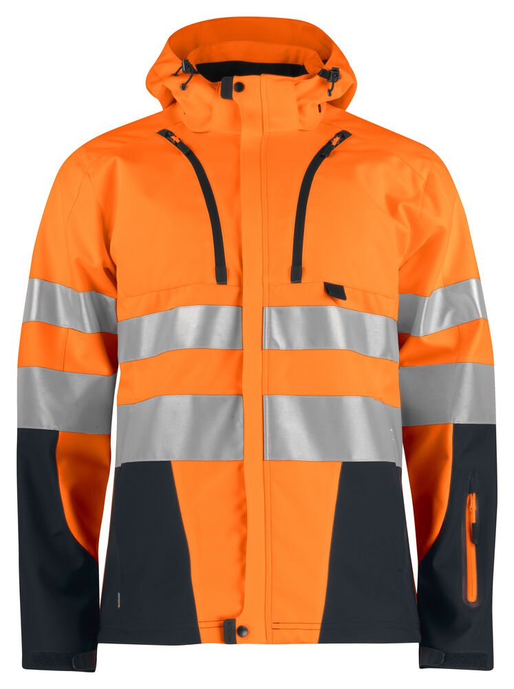 6419 ONGEVOERDE SIGNALISATIESOFTSHELL EN ISO 20471 KLASSE 3 — Oranje/Zwart