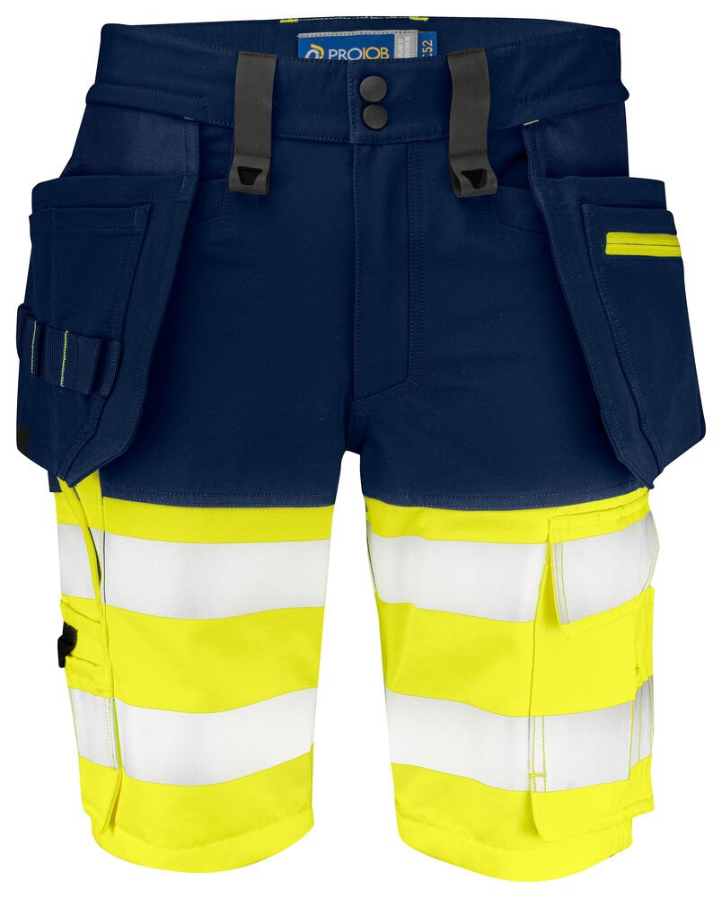 6580 SIGNALISATIE STRETCHSHORT EN ISO 20471 KLASSE 1 — Geel/Marine