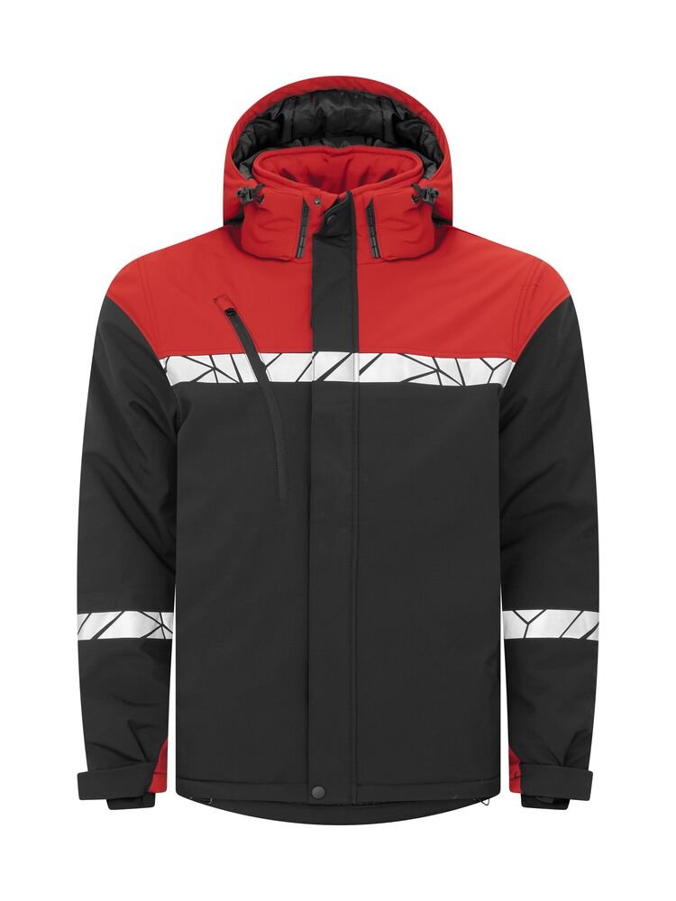7413 GEVOERDE SOFTSHELL JAS — Zwart/rood